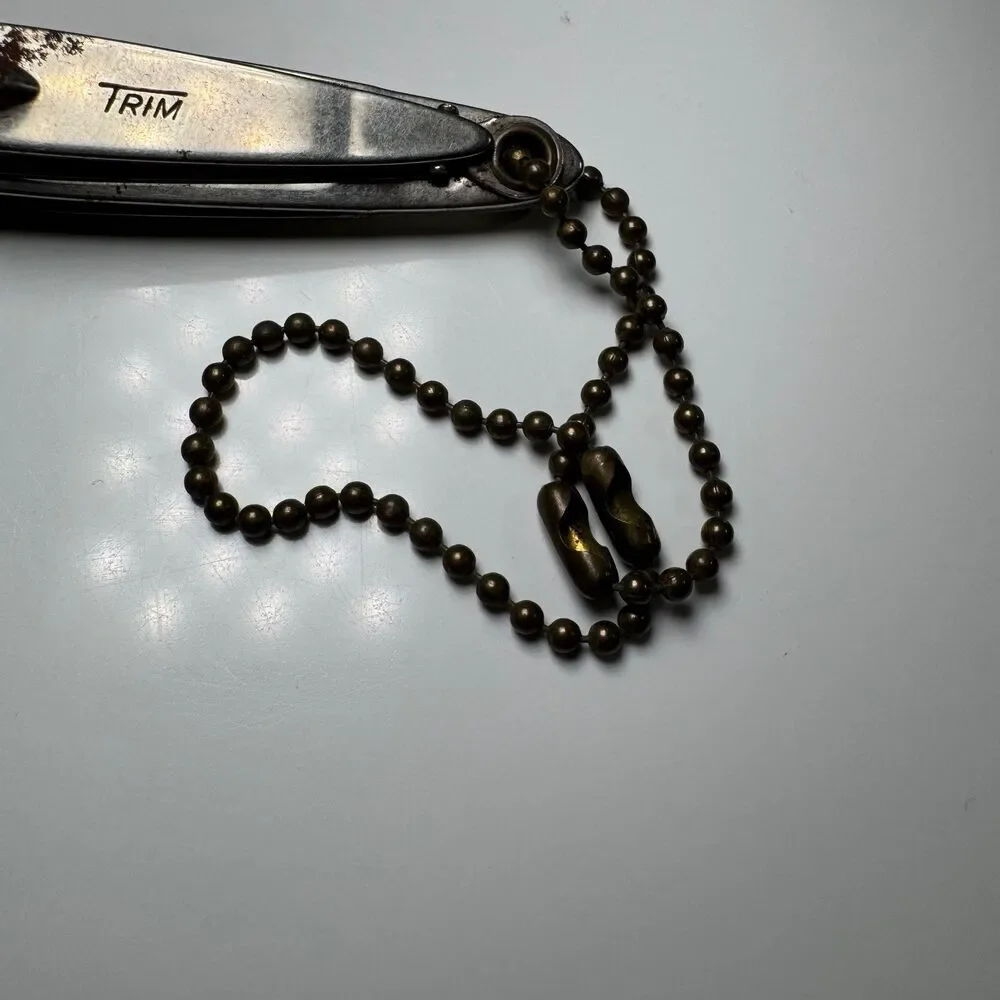 Vintage Trim Nail Clippers Fingernail Clipper With Ball Chain File Bassett USA